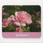 schöne rosa Rosa Blume, geben Sie Ihren Namen Mousepad (Vorne)