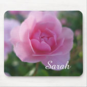 schöne rosa Rosa Blume, Name hinzufügen Mousepad (Vorne)