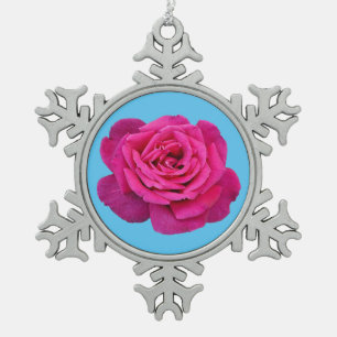 Schöne Rosa Rosa Schneeflocken Zinn-Ornament
