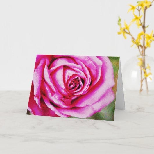 Schöne rosa Rose Art Note Card Karte (Gelbe Blume)
