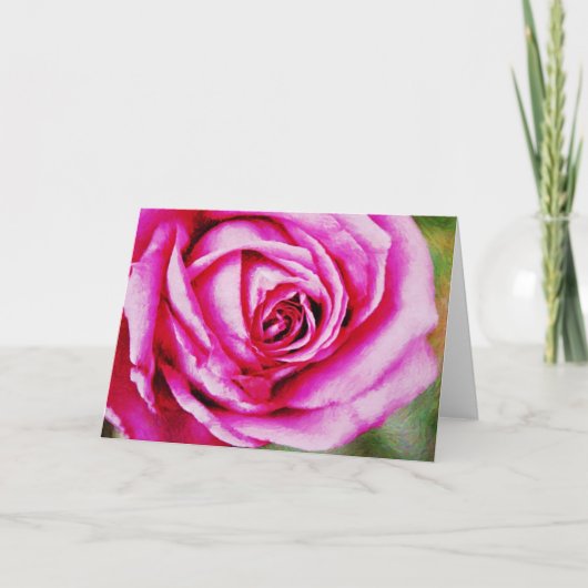 Schöne rosa Rose Art Note Card Karte (Vorderseite)