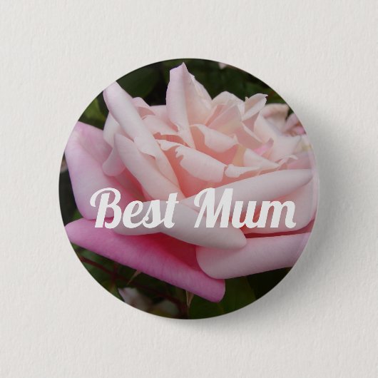 Schöne Rosa Rose Bestes Mum Blume Design Button (Vorderseite)