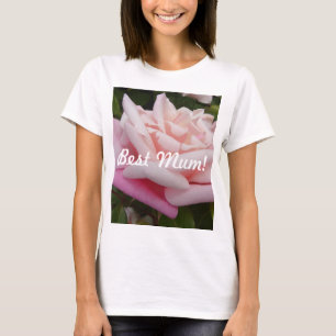 Schöne Rosa Rose Bestes Mum Blume Design T-Shirt