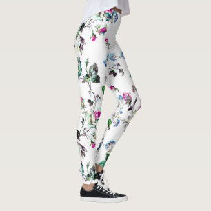 Schöne rosa Rose & blaue Blume Blumenleggings Leggings