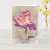 Schöne rosa Rose Bud Art Note Card Karte (Gelbe Blume)