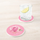 Schöne Rosa Rose Getränkeuntersetzer (Seite)