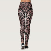 Schöne rosa Rose Gold Damask Black Leggings (Rückseite)
