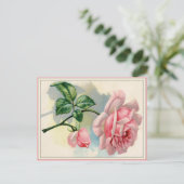 Schöne rosa Rose, graue Postkarte horizontal (Stehend Vorderseite)
