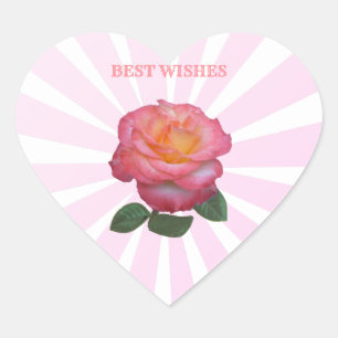 Schöne Rosa Rose Herz-Aufkleber