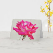 Schöne rosa Rose in blühender Kunst - Karte (Gelbe Blume)