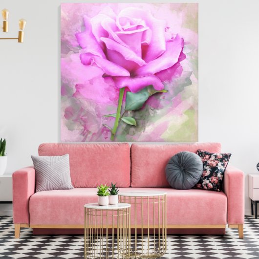 Schöne Rosa Rose Leinwanddruck (Insitu (Wohnzimmer))