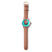 SCHÖNE ROSA ROSE MIT dem EDELSTEINE Aqua-Blau, Armbanduhr