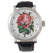 SCHÖNE ROSA ROSE MIT EDELSTEINEN ARMBANDUHR (Vorderseite)