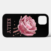 Schöne Rosa Rose mit Gold Glitzer Case-Mate iPhone Hülle (Rückseite (Horizontal))