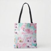 Schöne Rosa Rose Monogramm mit rosafarbenen Blumen Tasche (Vorderseite)