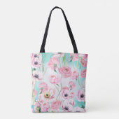 Schöne Rosa Rose Monogramm mit rosafarbenen Blumen Tasche (Rückseite)