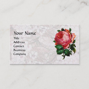 SCHÖNE ROSA ROSE,MONOGRAMM Weiße Perlenpapier Visitenkarte