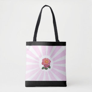 Schöne rosa Rose & rosa Strahlen Tasche