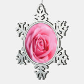 Schöne Rosa Rose Schneeflocken Zinn-Ornament (Rechts)