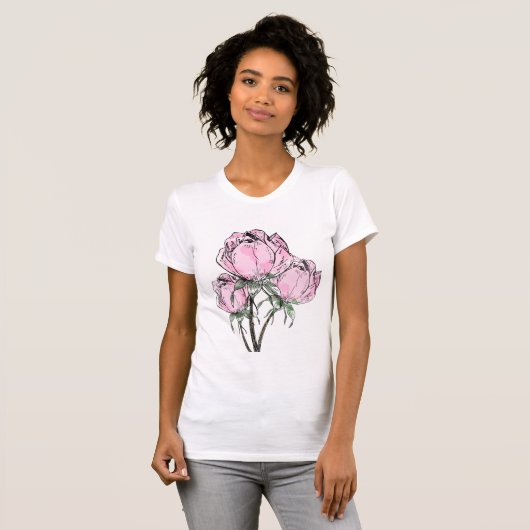 Schöne, rosa Rose T-Shirt (Vorne ganz)