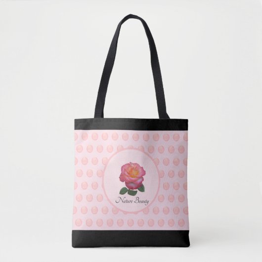 Schöne rosa Rose & Tupfen Tasche (Vorderseite)