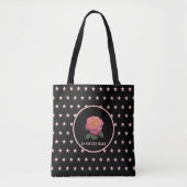 Schöne rosa Rose und rosa Sterne Tasche (Vorderseite)