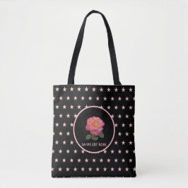 Schöne rosa Rose und rosa Sterne Tasche
