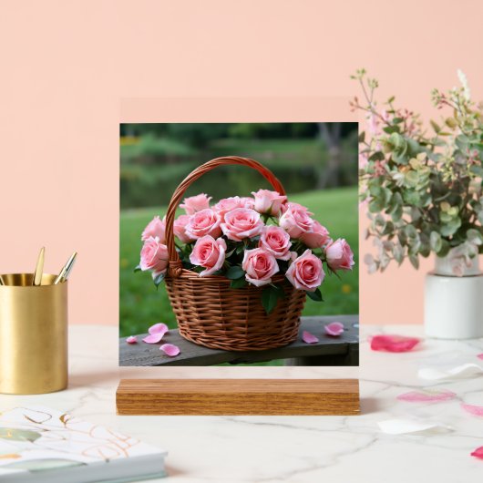 schöne rosa Rosen Acrylschild (Hochzeit)