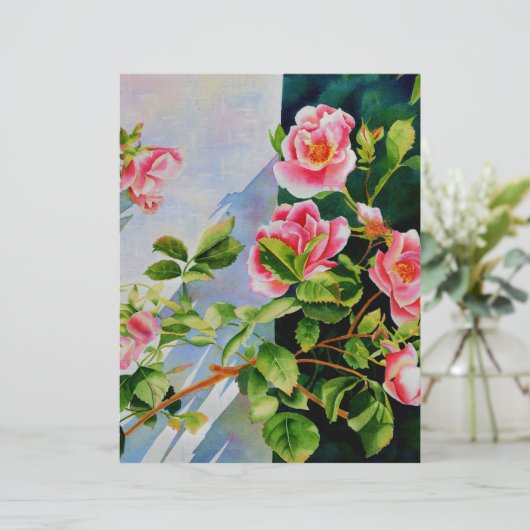 Schöne rosa Rosen Aquarellblüte (Stehend Vorderseite)