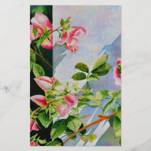Schöne rosa Rosen Aquarellblüte Briefpapier