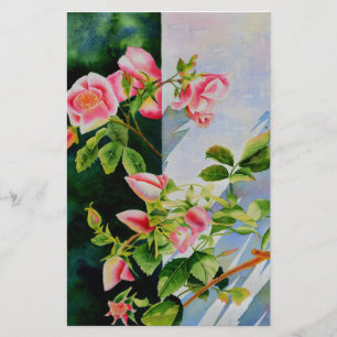 Schöne rosa Rosen Aquarellblüte Briefpapier