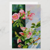 Schöne rosa Rosen Aquarellblüte Briefpapier (Vorne/Hinten)