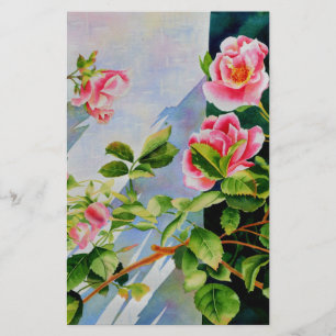 Schöne rosa Rosen Aquarellblüte Briefpapier