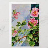 Schöne rosa Rosen Aquarellblüte Briefpapier (Vorne/Hinten)