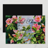 Schöne rosa Rosen Aquarellblüte Einladung (Vorne/Hinten)
