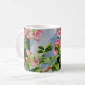Schöne rosa Rosen Aquarellblüte Kaffeetasse (Vorderseite Links)