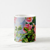 Schöne rosa Rosen Aquarellblüte Kaffeetasse (Mittel)