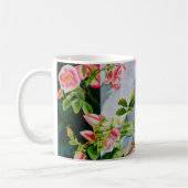 Schöne rosa Rosen Aquarellblüte Kaffeetasse (Links)
