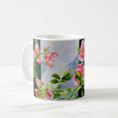 Schöne rosa Rosen Aquarellblüte Kaffeetasse (Vorderseite Links)