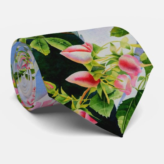 Schöne rosa Rosen Aquarellblüte Krawatte (Gerollt)