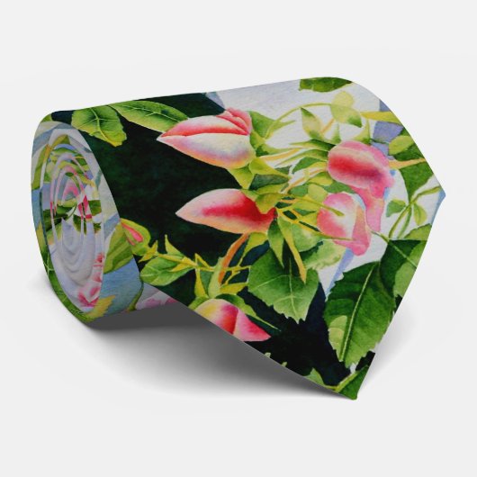 Schöne rosa Rosen Aquarellblüte Krawatte (Gerollt)