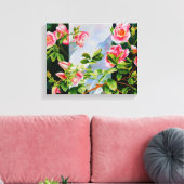Schöne rosa Rosen Aquarellblüte Leinwanddruck (Insitu (Wohnzimmer))