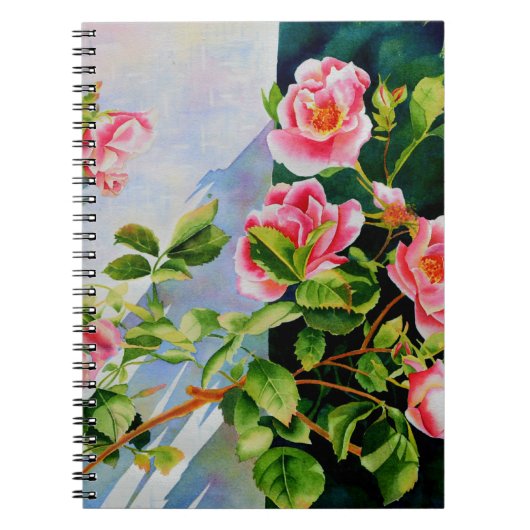 Schöne rosa Rosen Aquarellblüte Notizblock (Vorderseite)