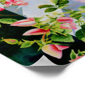 Schöne rosa Rosen Aquarellblüte Poster (Ecke)