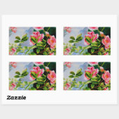 Schöne rosa Rosen Aquarellblüte Rechteckiger Aufkleber (Blatt)