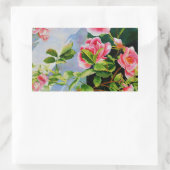 Schöne rosa Rosen Aquarellblüte Rechteckiger Aufkleber (Tasche)