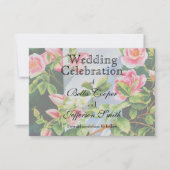 Schöne rosa Rosen Aquarellblüte Save The Date (Vorderseite)