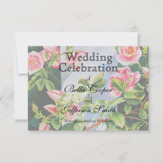 Schöne rosa Rosen Aquarellblüte Save The Date (Vorderseite)