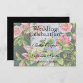 Schöne rosa Rosen Aquarellblüte Save The Date (Vorne/Hinten)