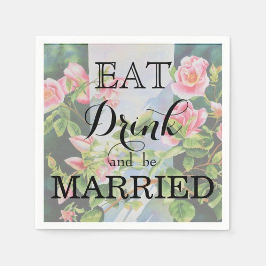 Schöne rosa Rosen Aquarellblüte Serviette (Vorderseite)